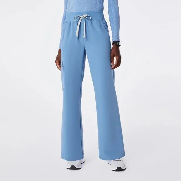 Figs High Waisted Isabel Wide Leg Scrub Pants in Ceil Blue, Size X-Large - Picture 2 of 9